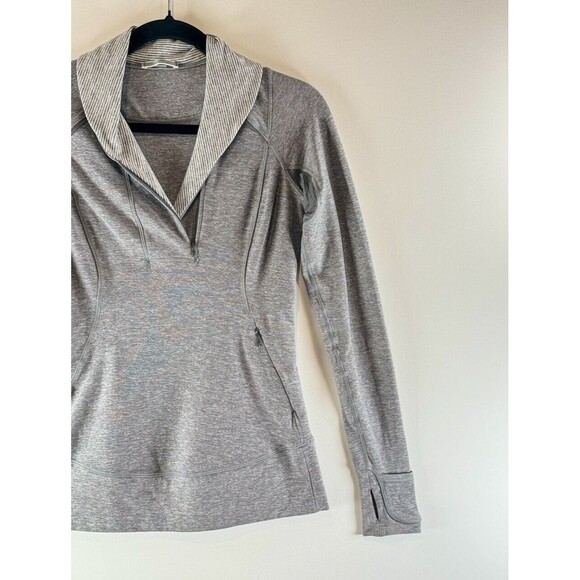 Lululemon Womens Sweater Gray Think Fast Pullover Tonka Stripe Heathered Size 4 - Picture 7 of 11